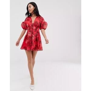 C/MEO Collective Variation Floral Mini Dress Red Size Medium